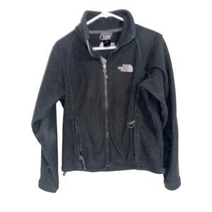 North Face Womens Full Zip Fleece Jacket Size Small Solid Black